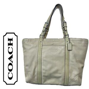VTG COACH EAST TOTE BAG  WEST YELLOW BUTTER TAN ZIPPER FULL GRAIN LEATHER PREPPY